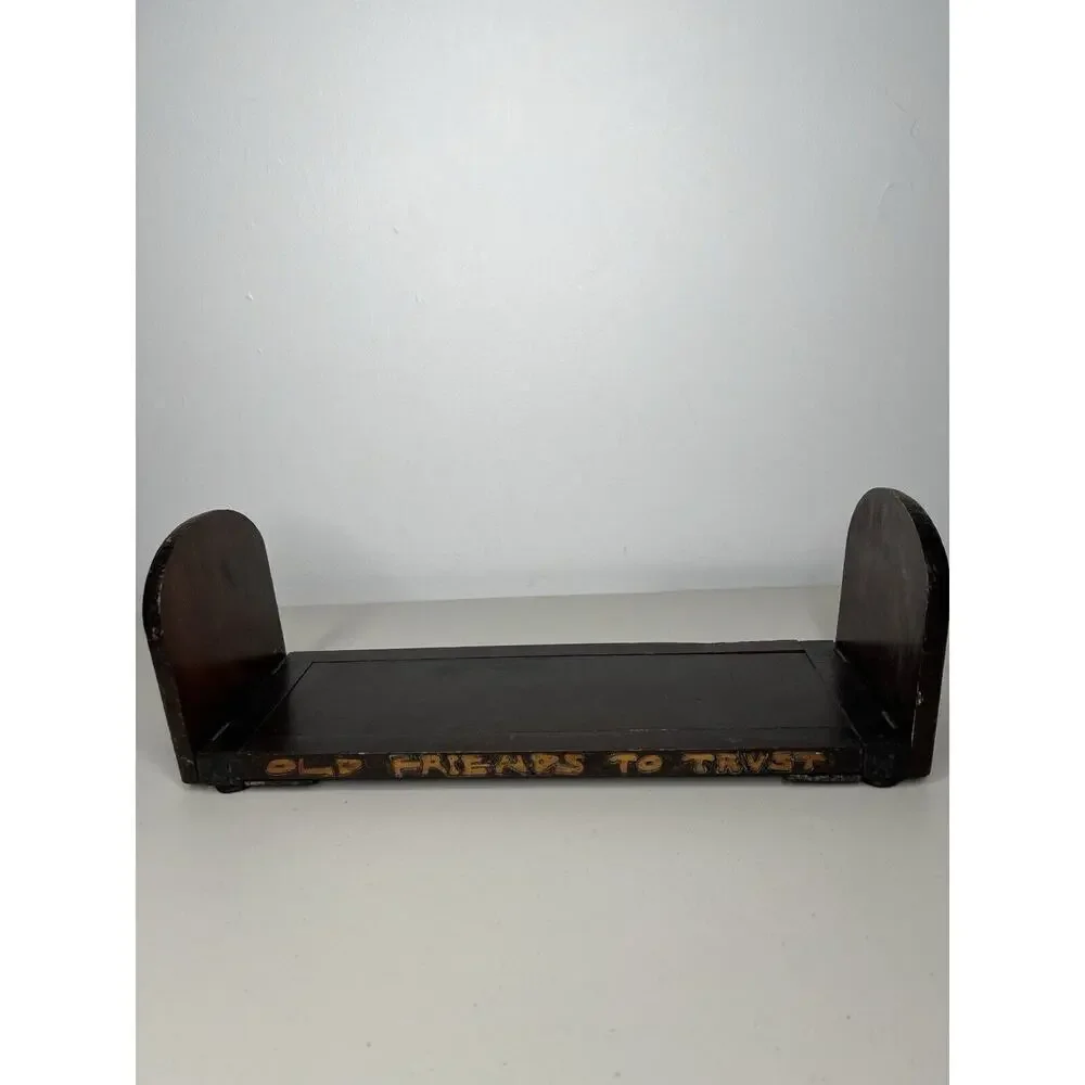 Vintage Expandable Slide Wooden Book Shelf Native American